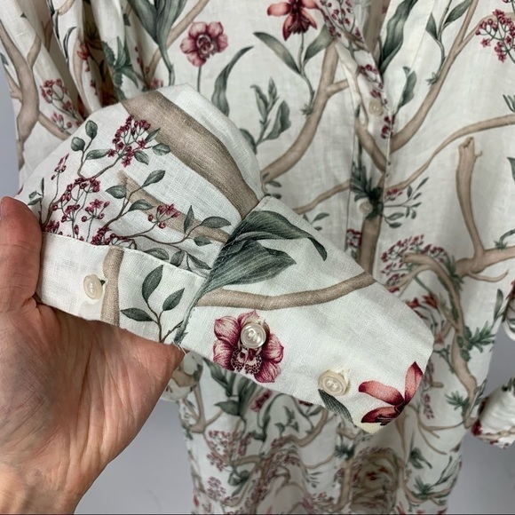 JOHANNA ORTIZ x H&M Linen Shirt Floral Print Dolman Sleeve Midi Dress - Picture 6 of 16